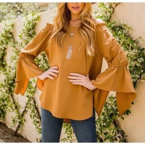 Vision plus size tunic top with bell sleeves
